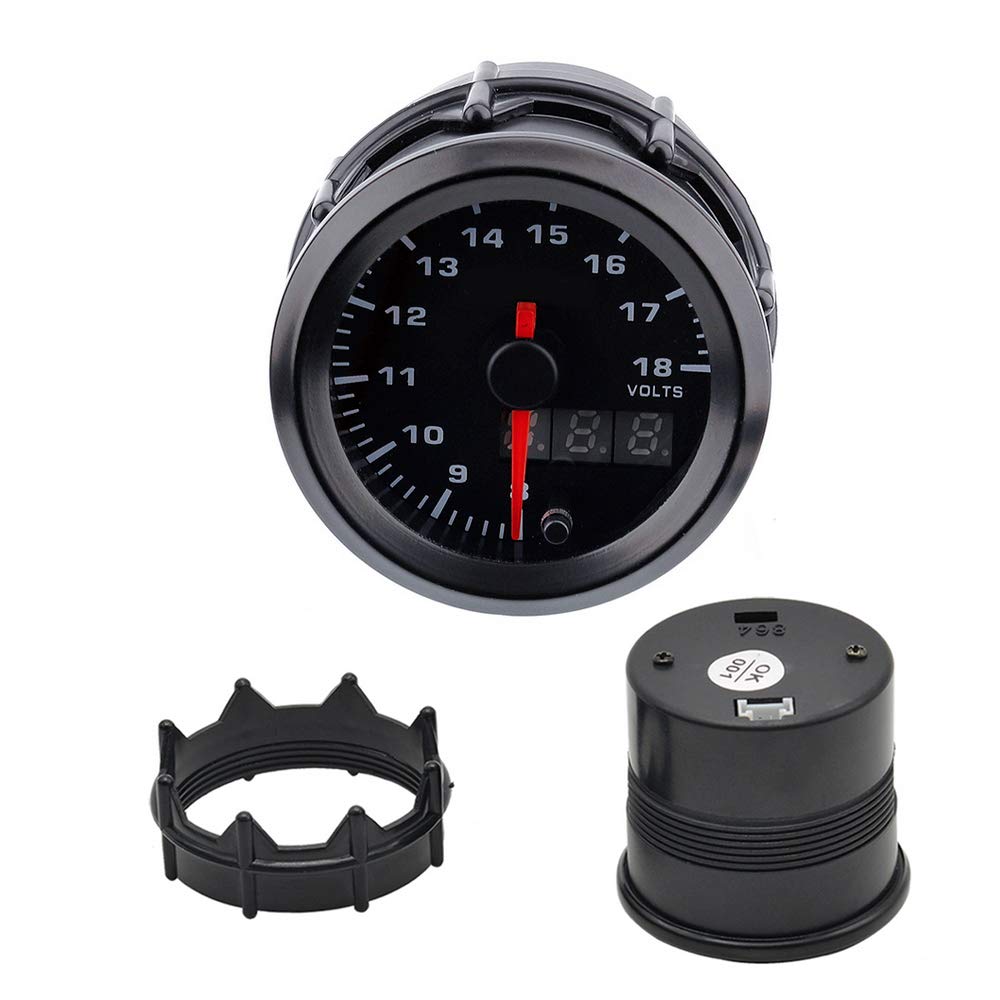52mm pointeur de Moteur dvoiture kit de jauge Tension Volt Indicateur Lumineux LED 7 Couleurs Cadran Numérique Double d'affichage