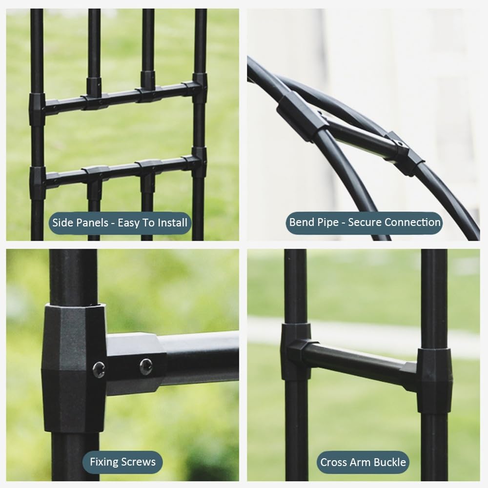 Arco da giardino in metallo per piante rampicanti e rose, cerimonia di matrimonio, pergolato, decorazione per compleanno e anniversario, accessorio per festa nuziale, nero, 120 x 240 cm