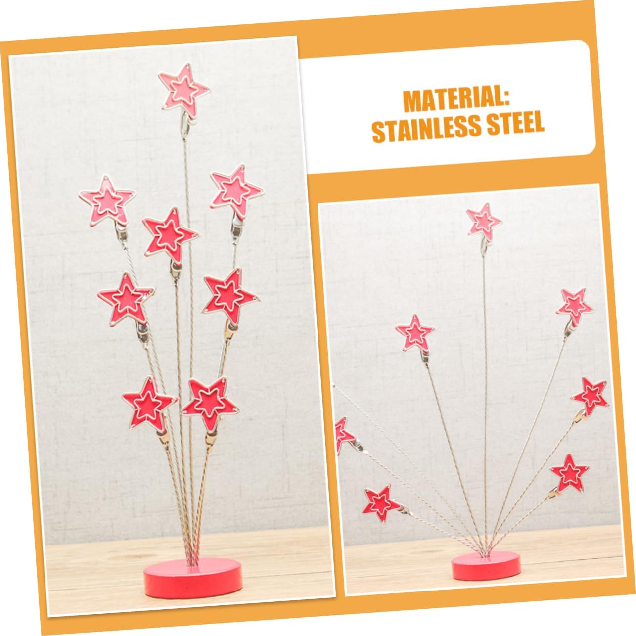 Housoutil Stainless Steel Star Photo Memo Holder Clip for Weddings and Birthdays Versatile Desktop Display Stand for Notes Cards and Pictures Unique Five-Point Design Strong Grip