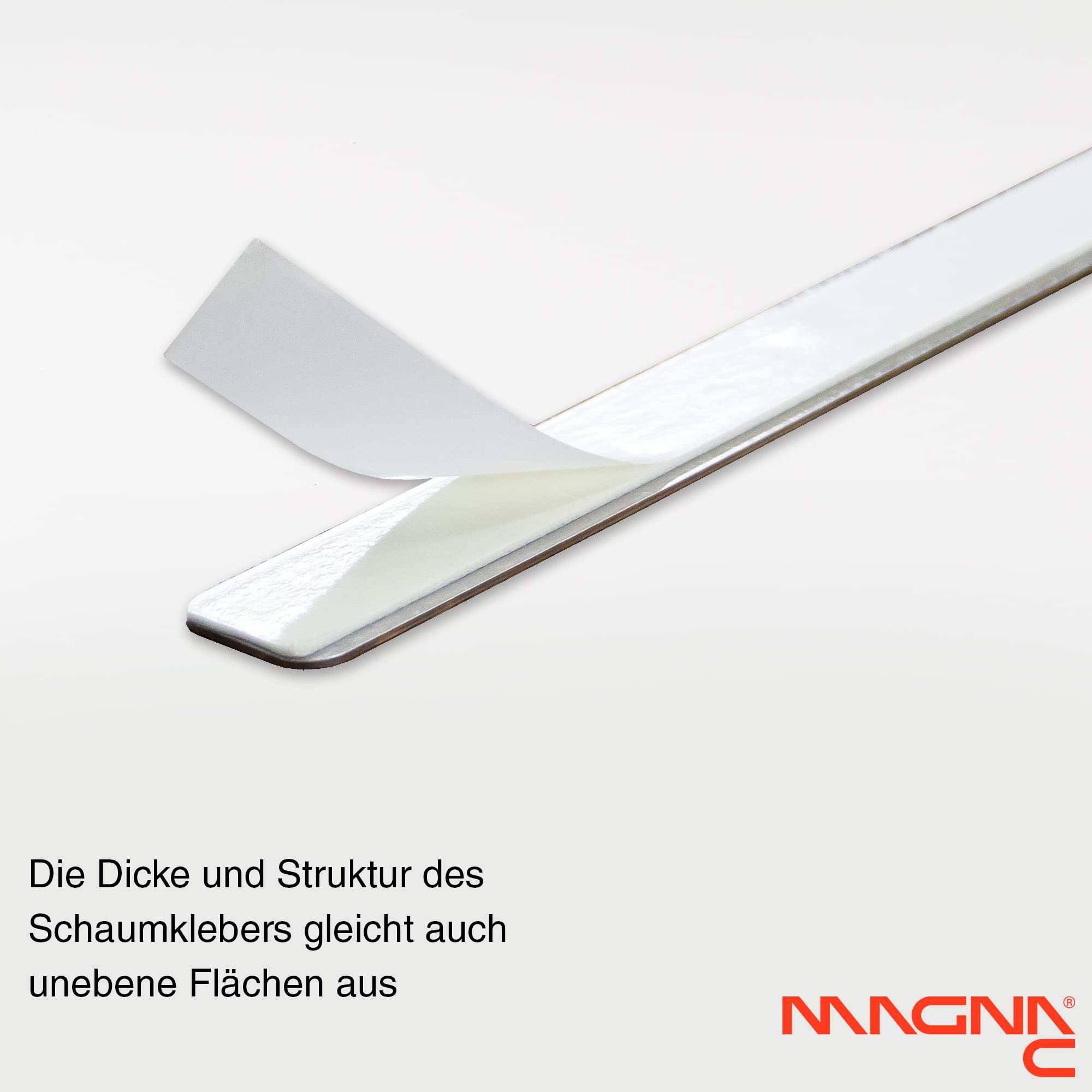 Magna-C® 2 stabile Ferroleisten aus Edelstahl | Selbstklebende Magnetleisten | 495 x 20mm mit 4 Magneten | magnethaftender Untergrund für Fotos, Postkarten und vieles mehr