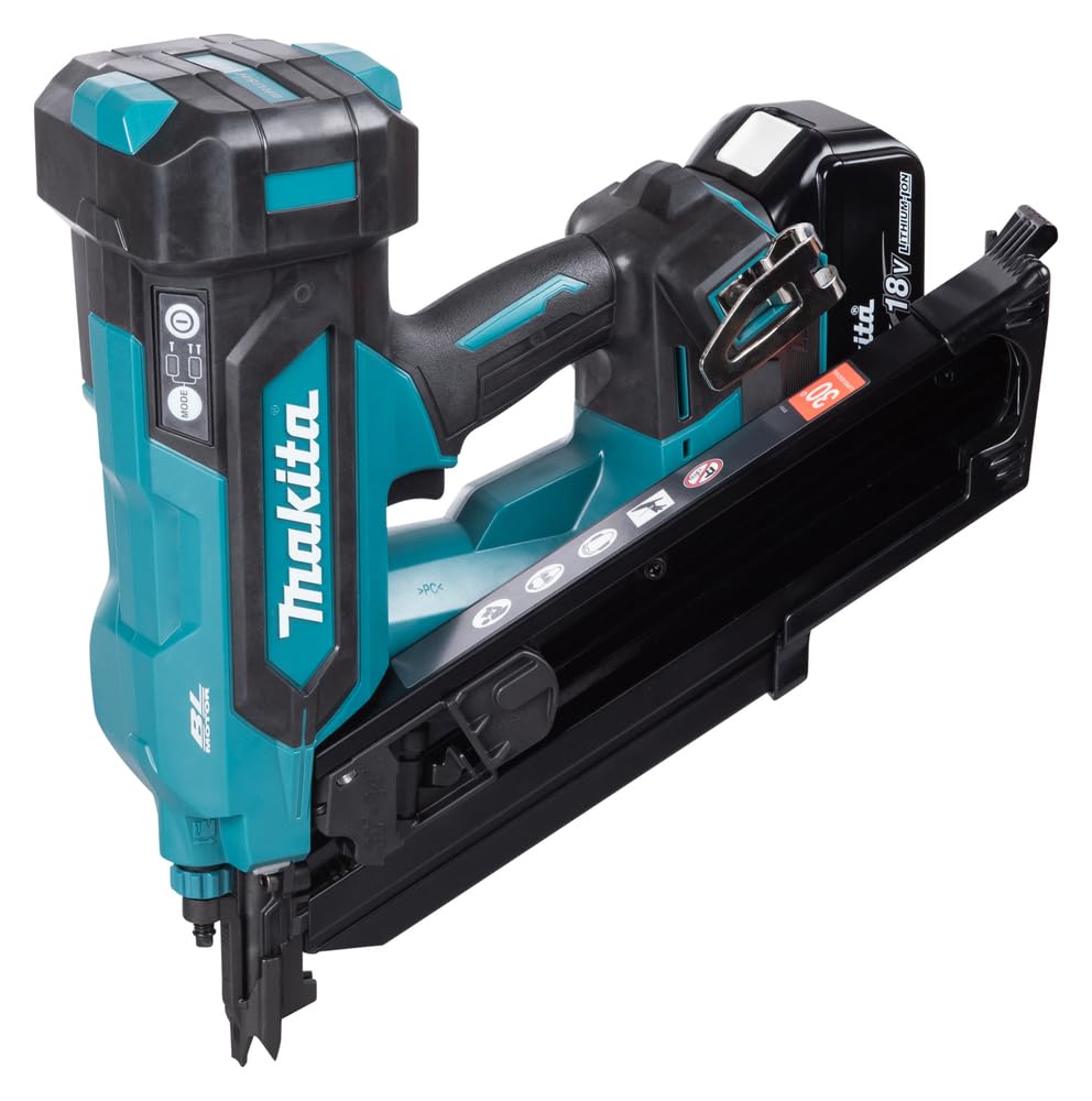 Makita DBN900 18v LXT Cordless Brushless Framing Nailer 2 x 5ah Li-ion Charger Case