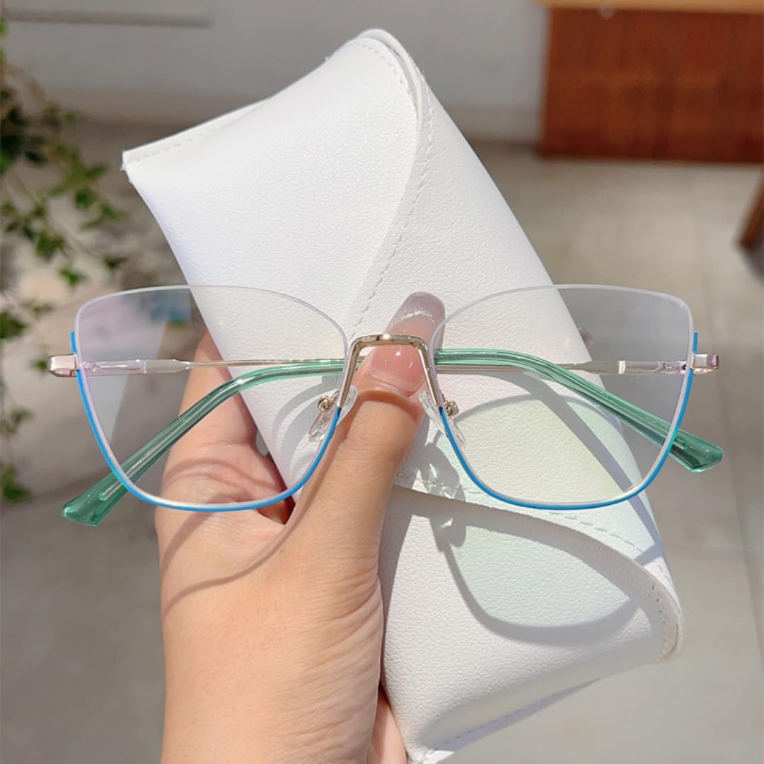 Occhiali da vista vintage semi-rimless da donna alla moda, con blocco della luce blu