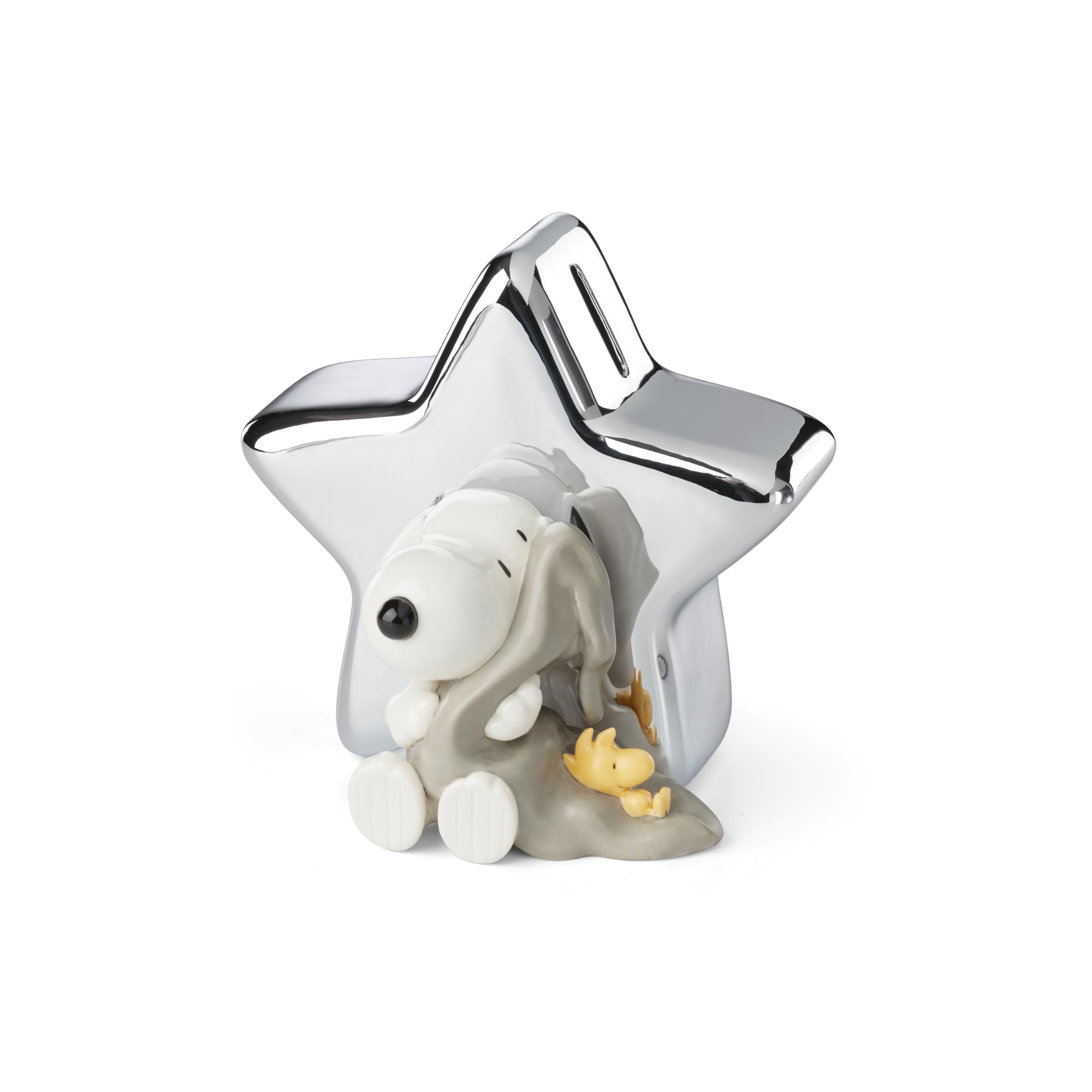 Reed & Barton Snoopy Porcelain Coin Piggy Bank | christening or birthday gift | peanuts figurine money saving jar | 5.75 inch, storage for coins, snoopy collectible