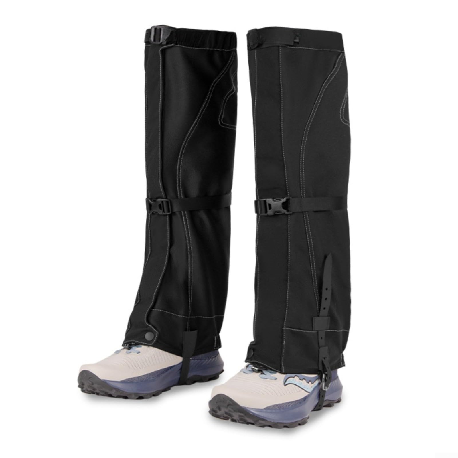 Guêtres de randonnée coupe-vent doublées en polaire pour homme et femme, protection des jambes chaudes pour ski, escalade, course à pied, noir