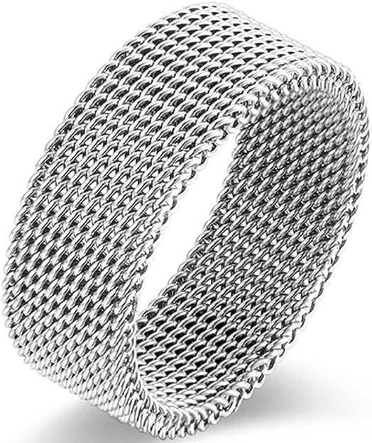 VIEN Woven Mesh Ring Stainless Steel Rings for Men Women Trendy Unisex Couple Jewelry Flat Chain Band Ring (21) (B0CFFS1QGK) Amazon Price History, Amazon Price Tracker