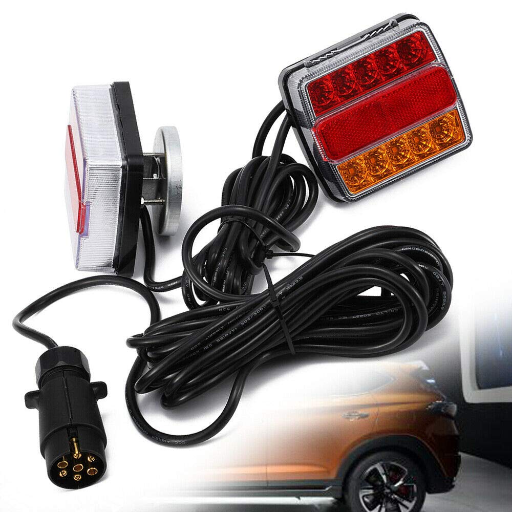 Faros traseros LED de 12 V para matrícula de coche, luces de marcha atrás, luz de marcha atrás, intermitentes (7 polos, cableado de 7,5 m)