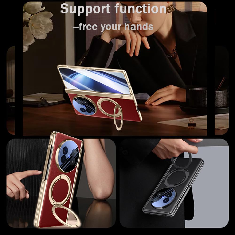 Skórzany Etui do Vivo X Fold5 Uchwyt, Zawiasny Etui do Telefonu dla X Fold 5, Powłoka Telefonu Komórkowego, Rama Wsparcia