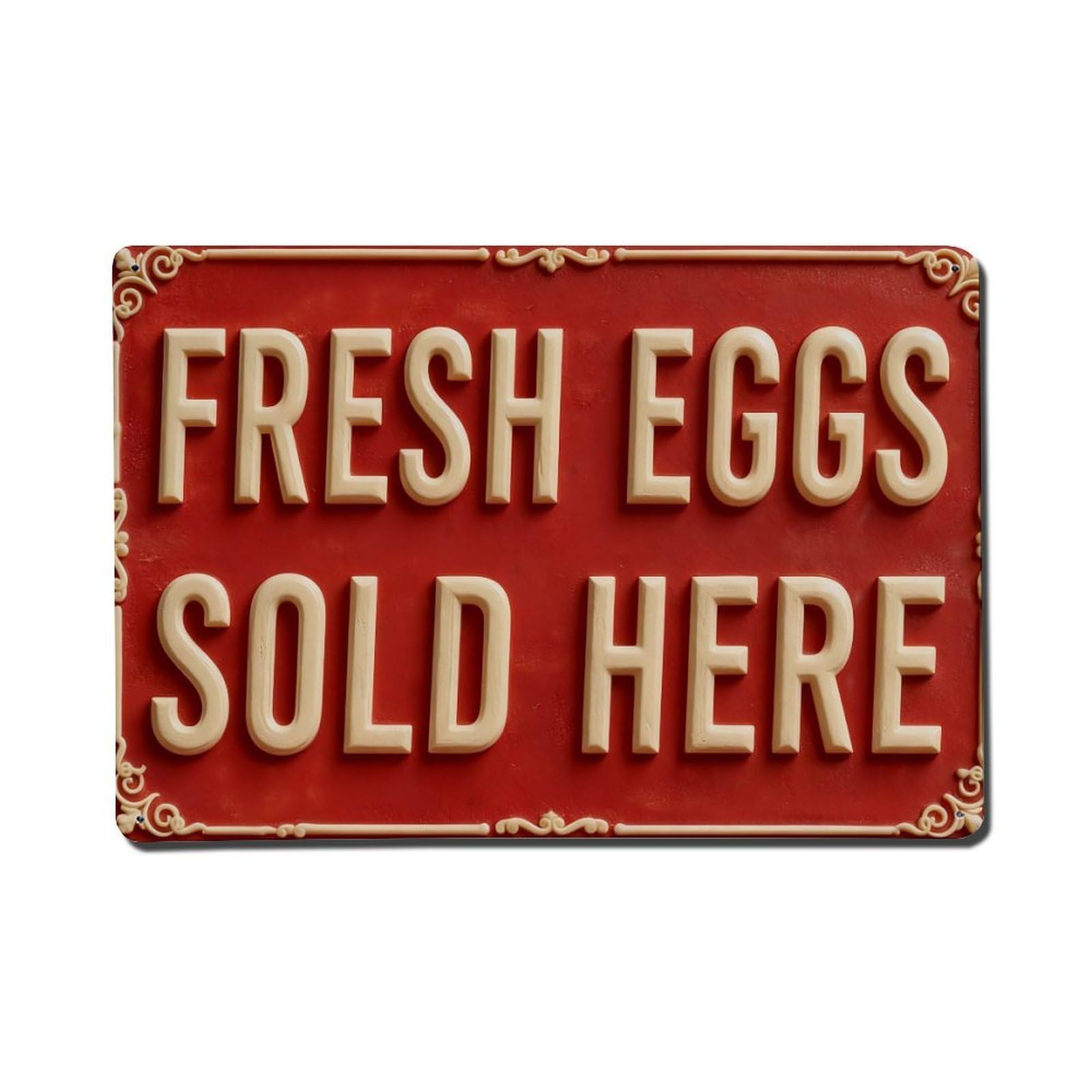 Fresh Eggs Sold Here Sign Vintage Metal Tin Sign Retro Wall Decor, Bar Garage Cafe Kitchen Home Wall Art Poster Decoration 8x12inches