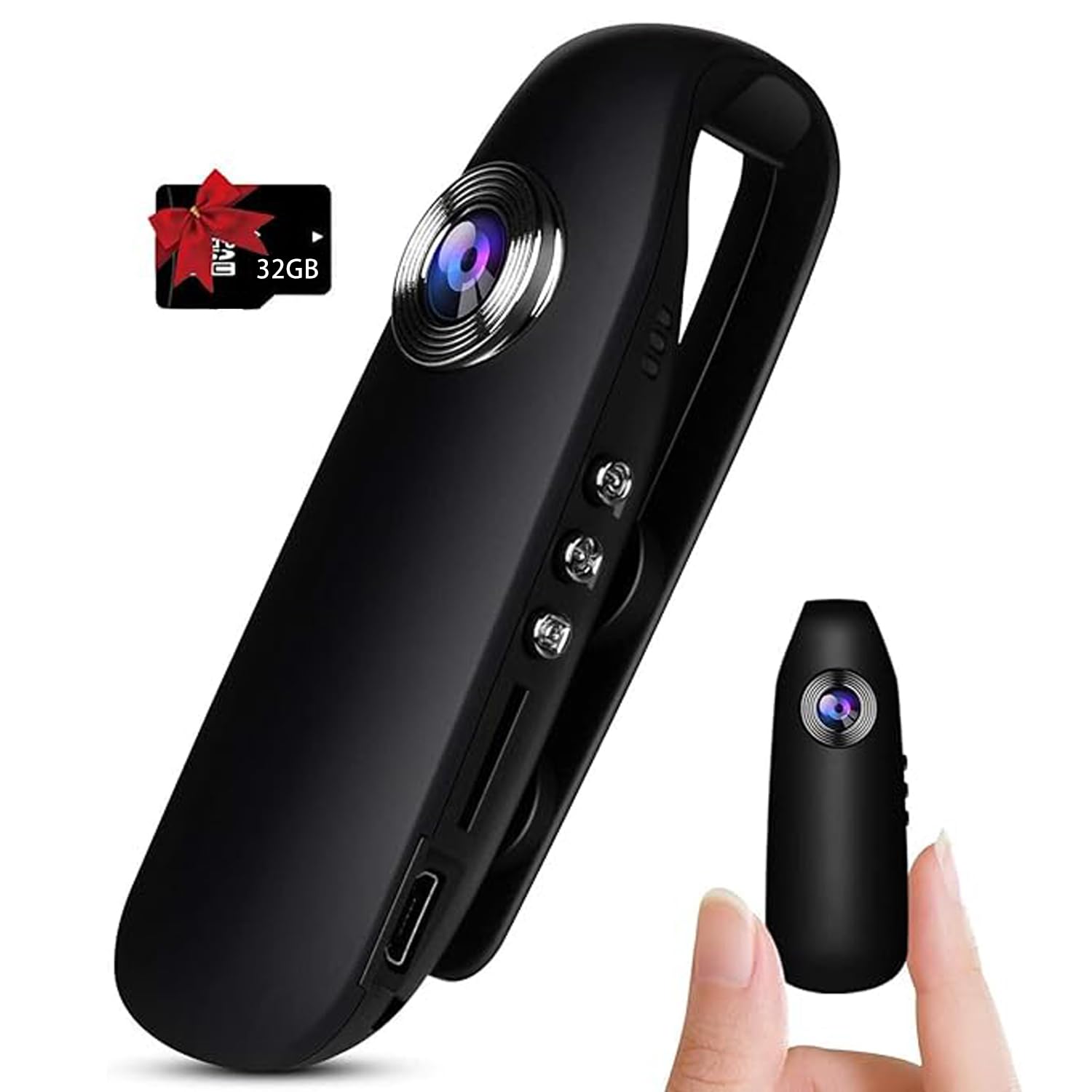 Veralyxa Body Cam, 1080P Mini Body Camera, No WiFi Small Camera with Built-in 32GB TF Card, 3-7 HR Battery Life, Motion Detection, Support Time Stamp, Wearable Mini Cam for Cycling/Travel/Delivery