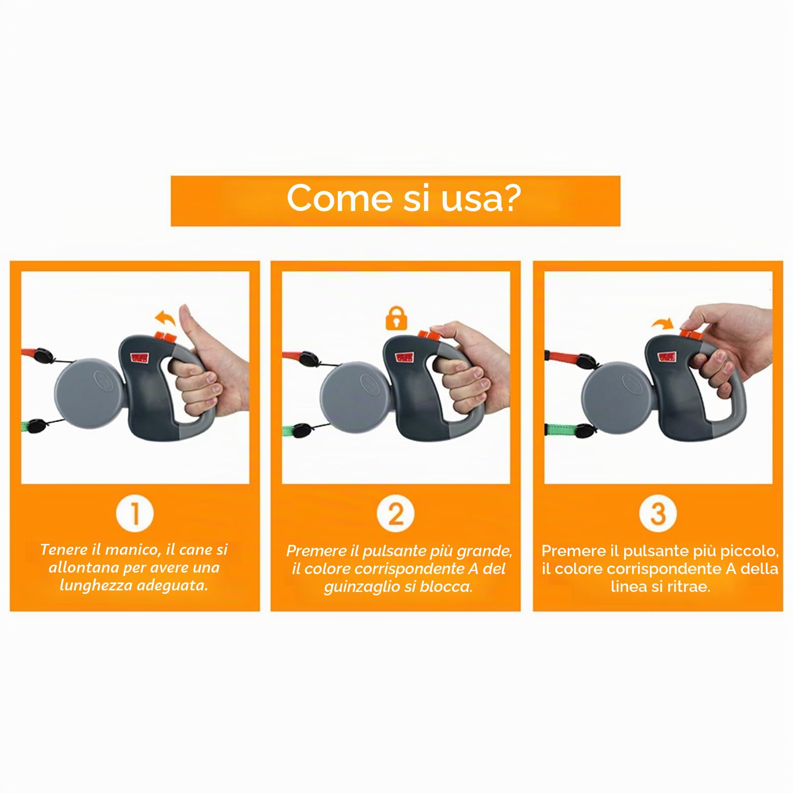 lyrlody Guinzaglio per Cani Retrattile 3 Metri, Doppio Guinzaglio del Cane per 2 Cani, Guinzaglio Allungabile, Corda Riflettente, Resistente agli Strattoni(Grigio)