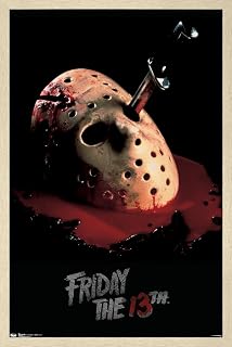 Trends International Friday The 13th - Bleeding Mask Wall Poster, 34L x 22.4W, Blonde Framed Version