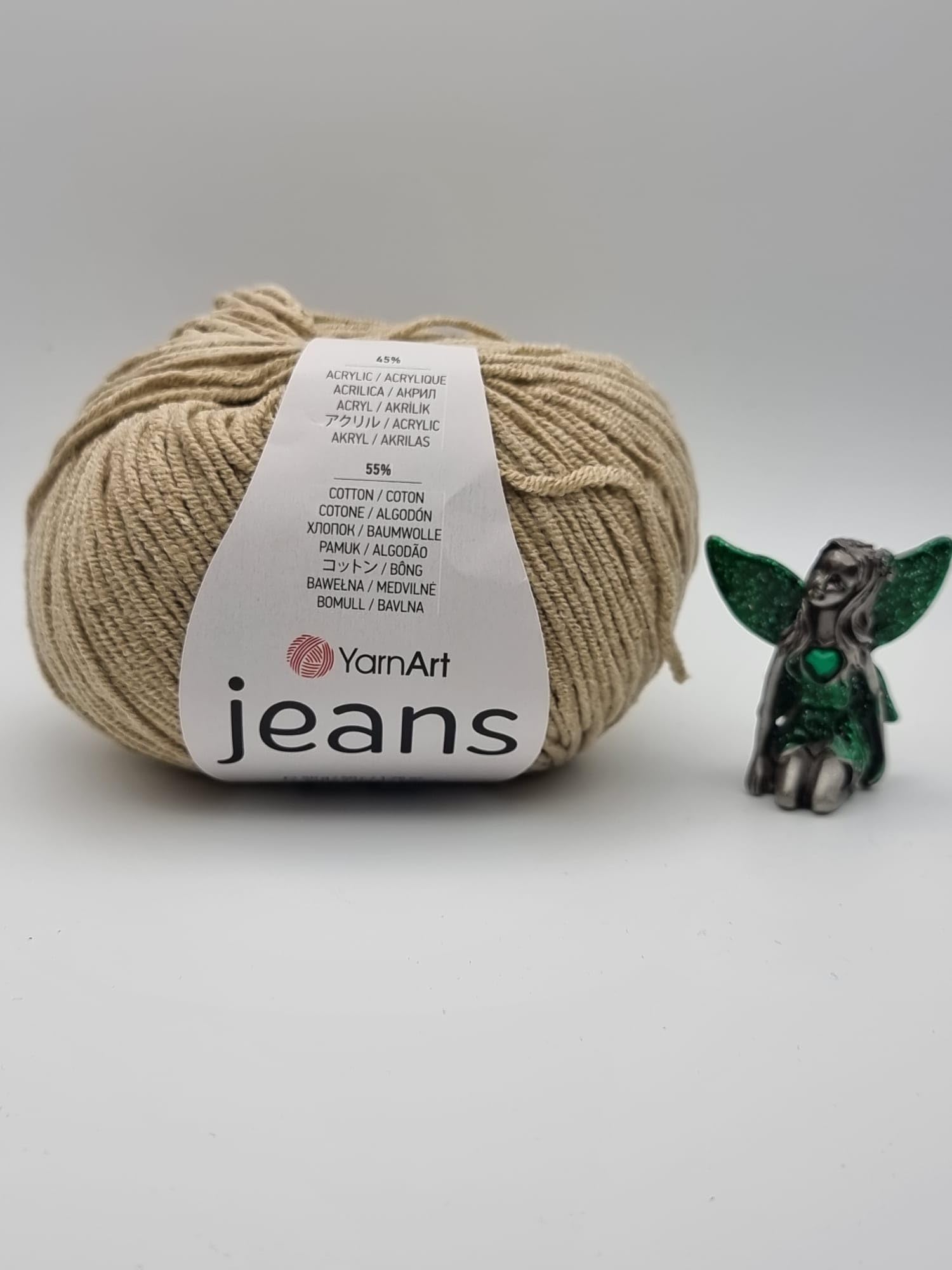 YarnArt Jeans Yarn, Soft Cotton Blend for Crochet and Amigurumi, Coral Red, 50g, 160m (48)