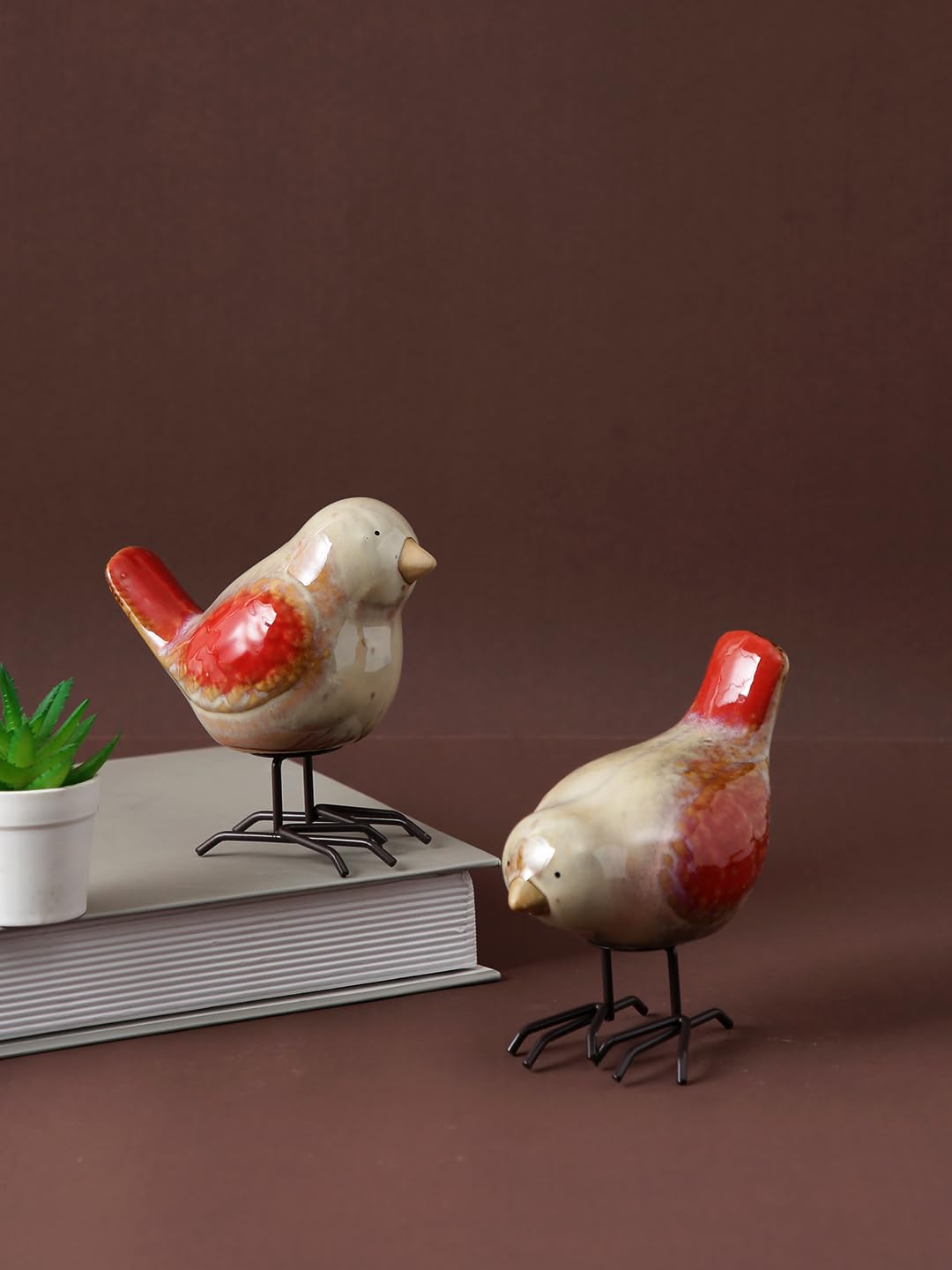 TAYHAA Ceramic Birds Decoration Items for Home Garden, Living Room, Home Décor - Set of 2-picture-11