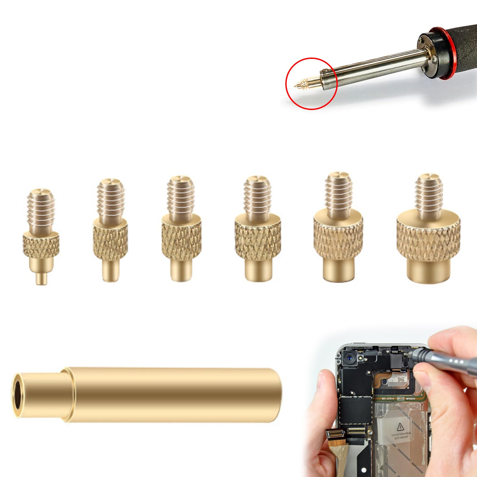 Lot de 6 fers à souder - Embouts de fer à souder pour insert fileté - Écrous de fusion M2 M3 M4 M5 M6 M8 - Compatible avec les accessoires d'imprimante 3D