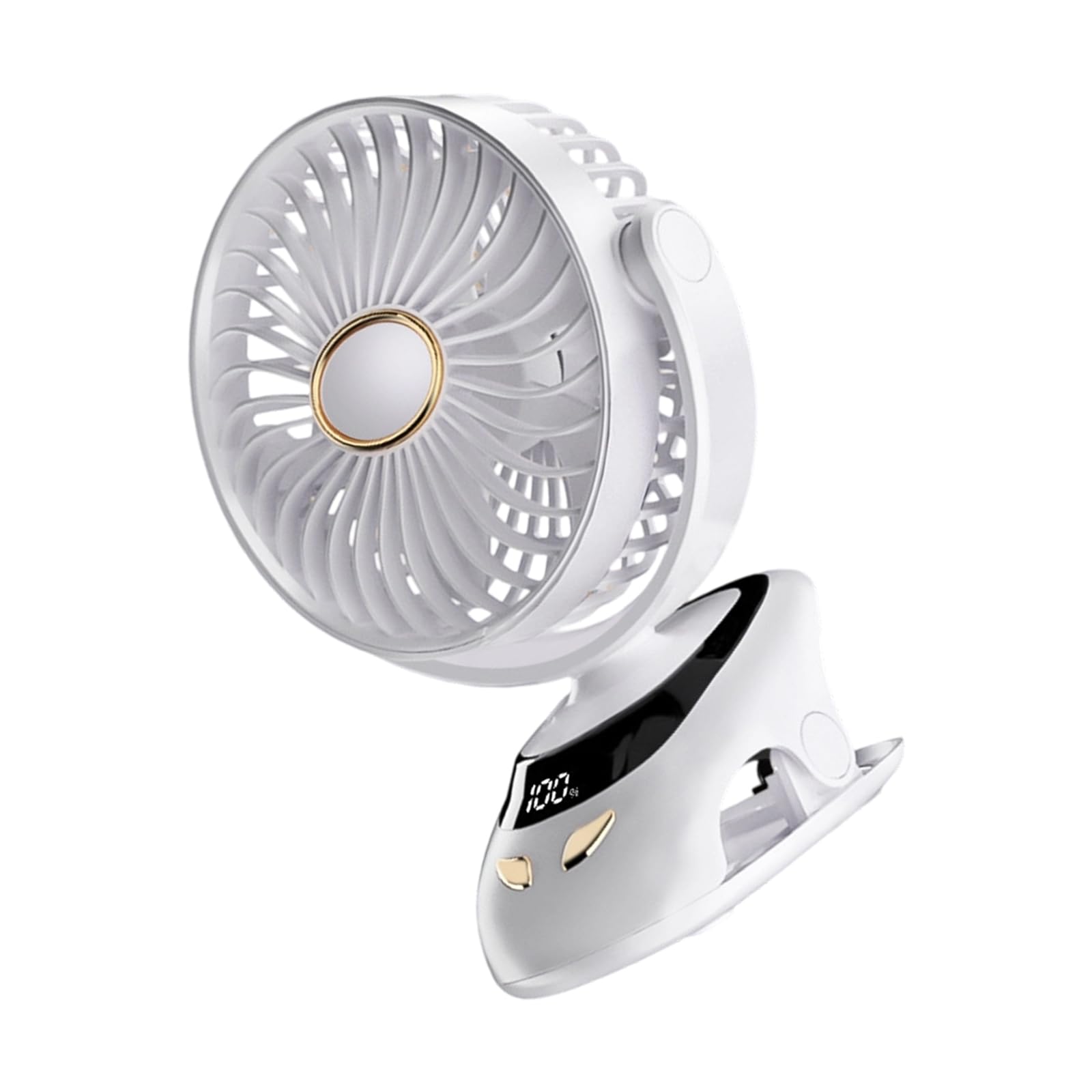 Tsynapter Desk Fan with 3000mAh Battery Low USB Rechargeable Clip on with LED Display Cooling Device for Home Clip on Fan for Baby Strollers