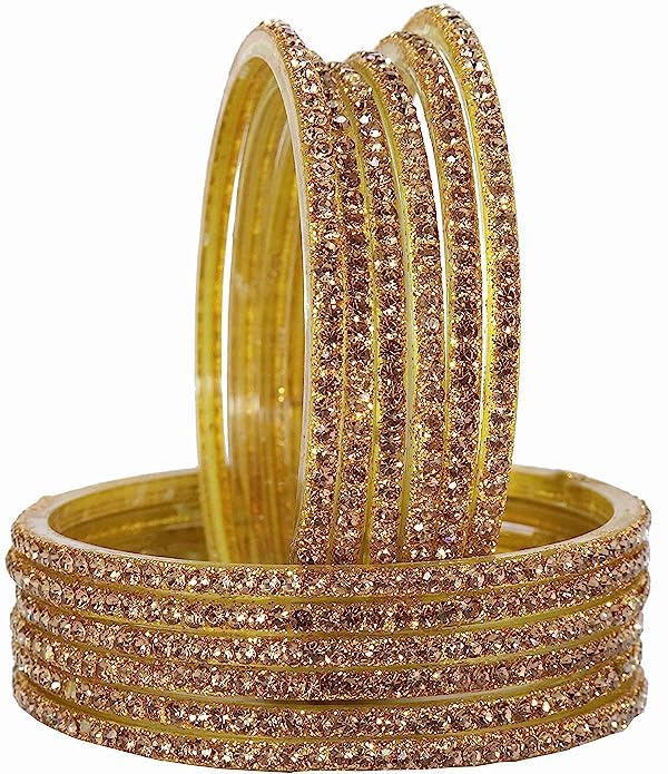 CROWN Glass With Zircon Gemstone Studded Glossy Finished Bangle Set For Women and Girls,Pack Of 12 Bangle Set (2.6) (B0CGB3DVNV) Amazon Price History, Amazon Price Tracker