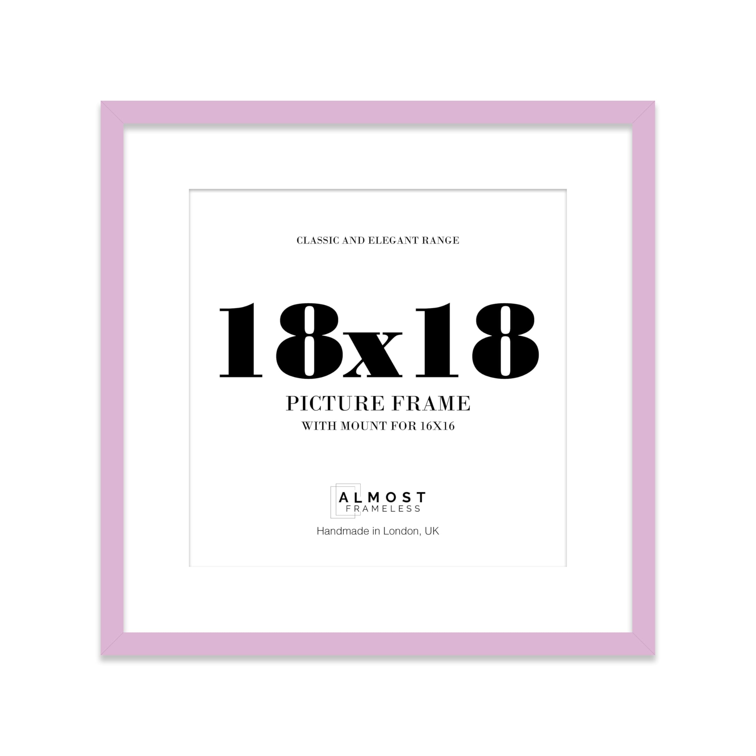 18x18 Lilac Picture Frame with Mount for 16x16 Photos, Prints - Modern Square Wall Frame, 1 Pack