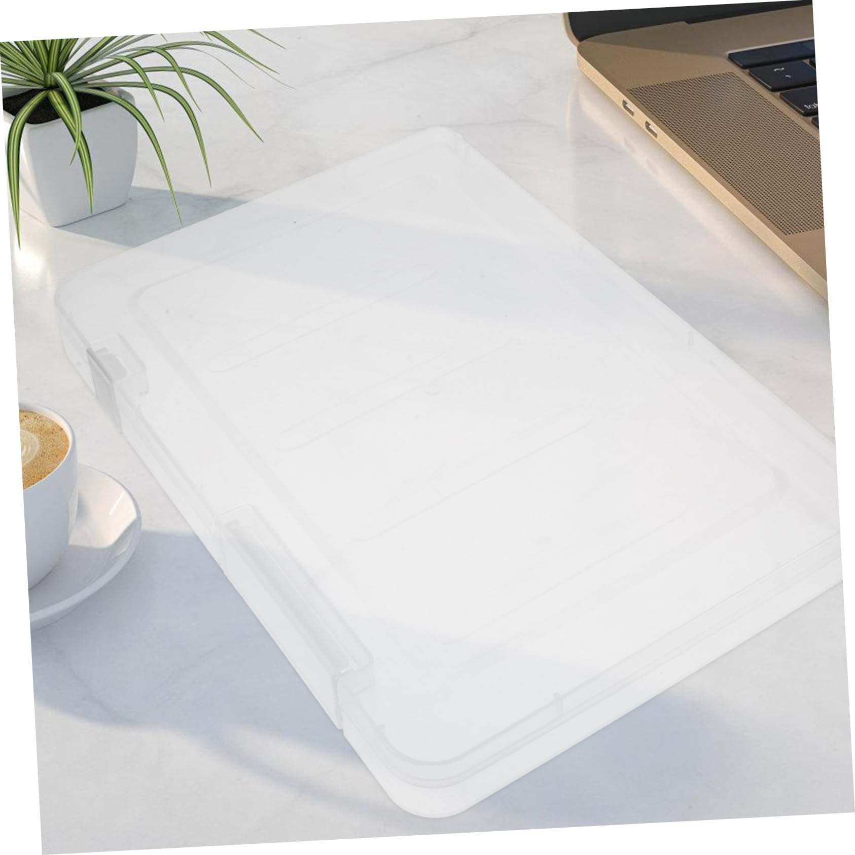 Caja de Almacenamiento A4 de Plástico, 4 Piezas, Blanco, Tapa