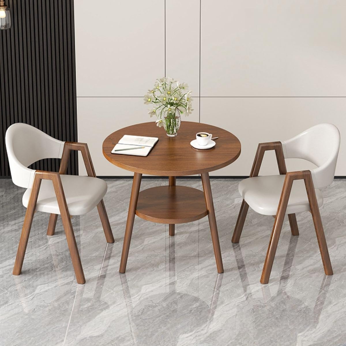 Office Reception Desk and Chair Set, Small Dining Table with Chairs, Business Coffee Leisure Table and Chair Set for Lounge, Living Room, Kitchen, Cafe, Small Spaces
