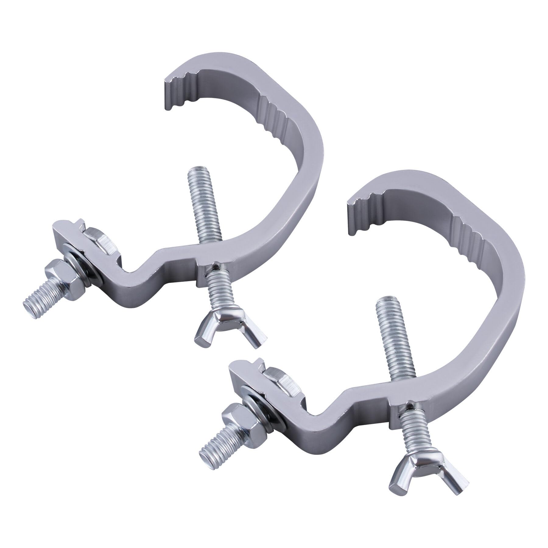 Lot de 10 pinces pour éclairage de scène 30-52 mm - Crochet en acier - Pince en C robuste - Pour éclairage DJ, lumières de scène - Argenté