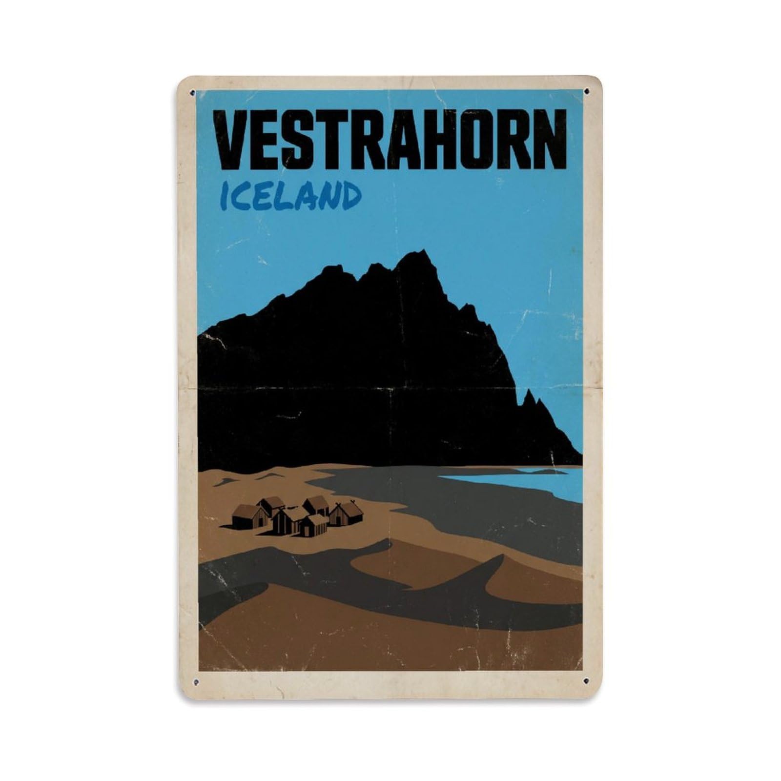 Vintage Travel Vestrahorn Iceland Mountain Metal Tin Sign