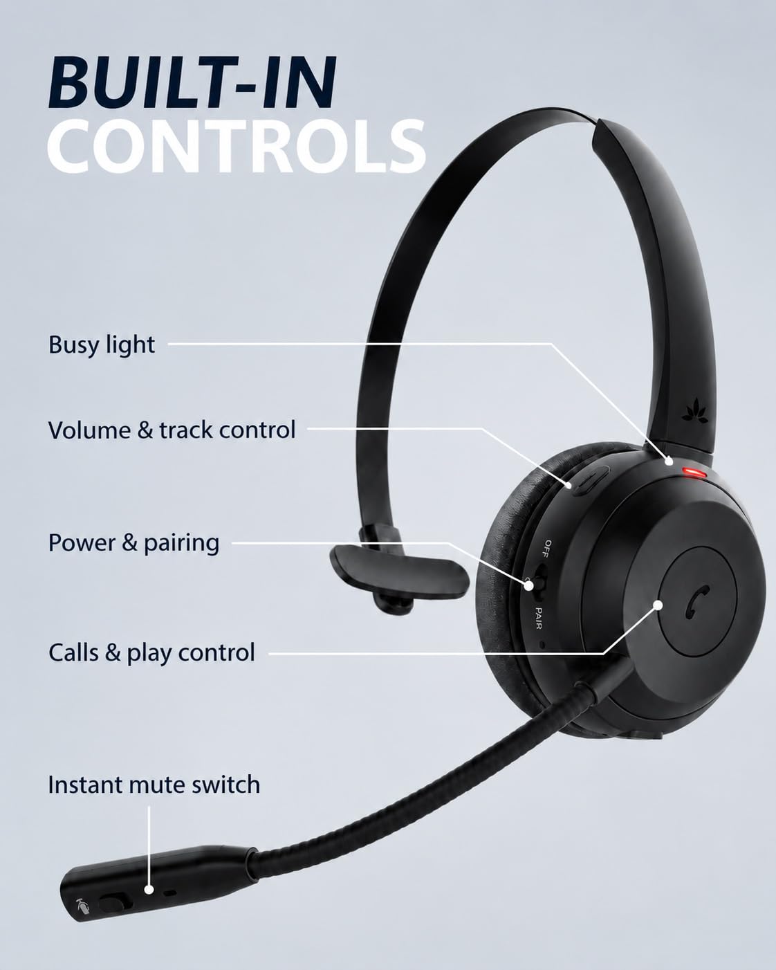 Avantalk Alto Solo – Bezprzewodowy zestaw słuchawkowy z mikrofonem do pracy. Qualcomm Bluetooth, redukcja szumów CVC, stacja ładująca, przycisk wyciszenia. Możliwość użycia przewodowego.