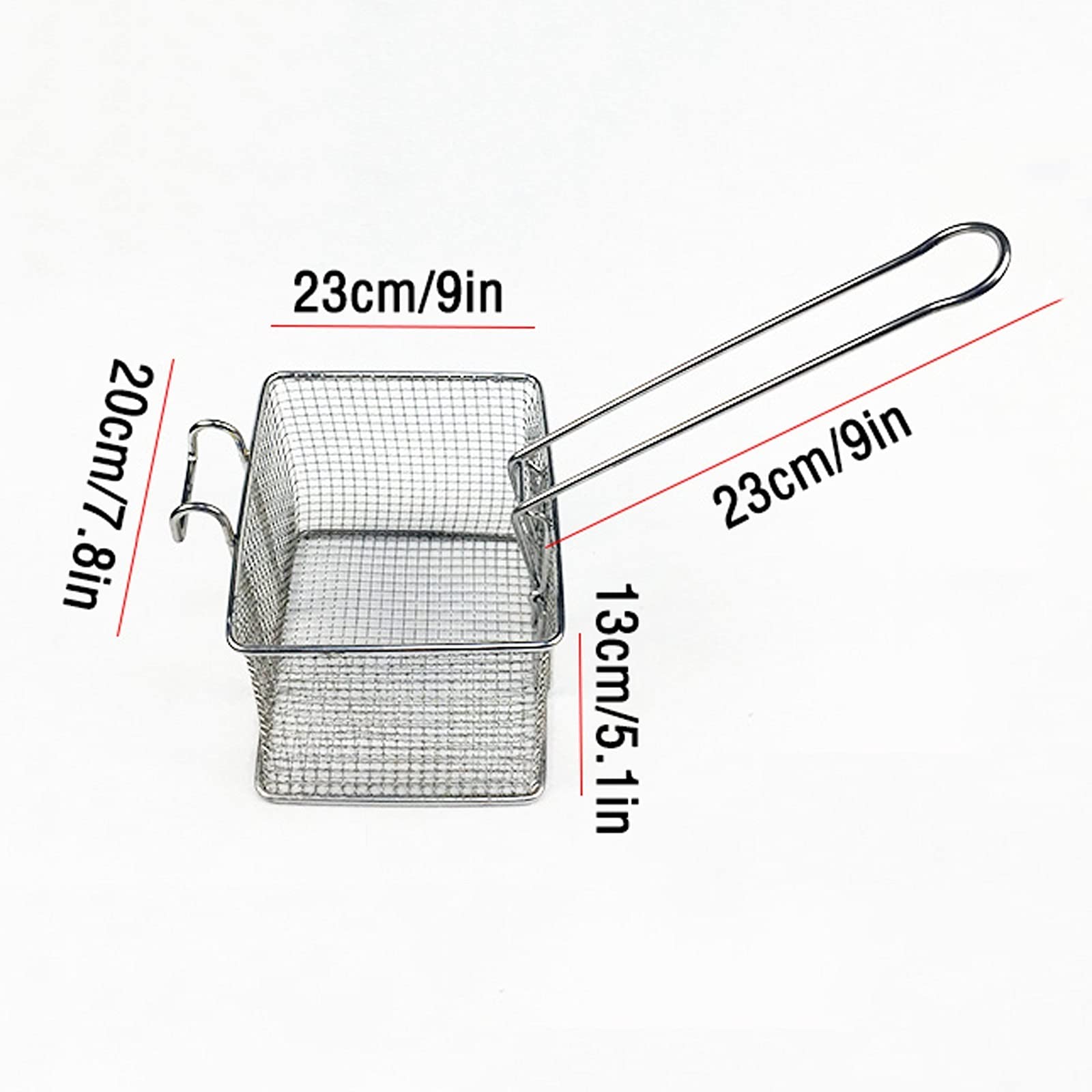 Cesta de Patatas Fritas Colador de acero inoxidable Strainer Cesta de escurridor El tamiz de freír for las papas fritas se puede usar for frutas de pasta y verduras. Cestas para Freír con Asa(Size:L)