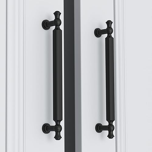 Miniatura 4 de goldenwarm Paquete de 10 manijas negras de gabinete de 5 pulgadas, tiradores de gabinete de color negro mate, manijas de gabinete de cocina, manijas