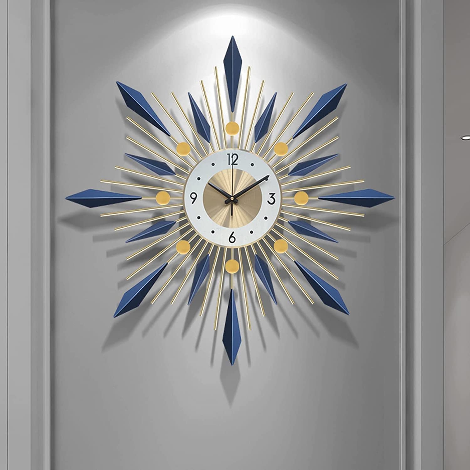 SaryEdge Wall Clock Modern Art Large Wall Clock 3D Metal Non-Ticking Silent Clock, for Living Room Home Kitchen Decoration,70Cm Wall Decor Clock, 60Cm-60cm-One Size,60cm-One Size,60cm-One Size