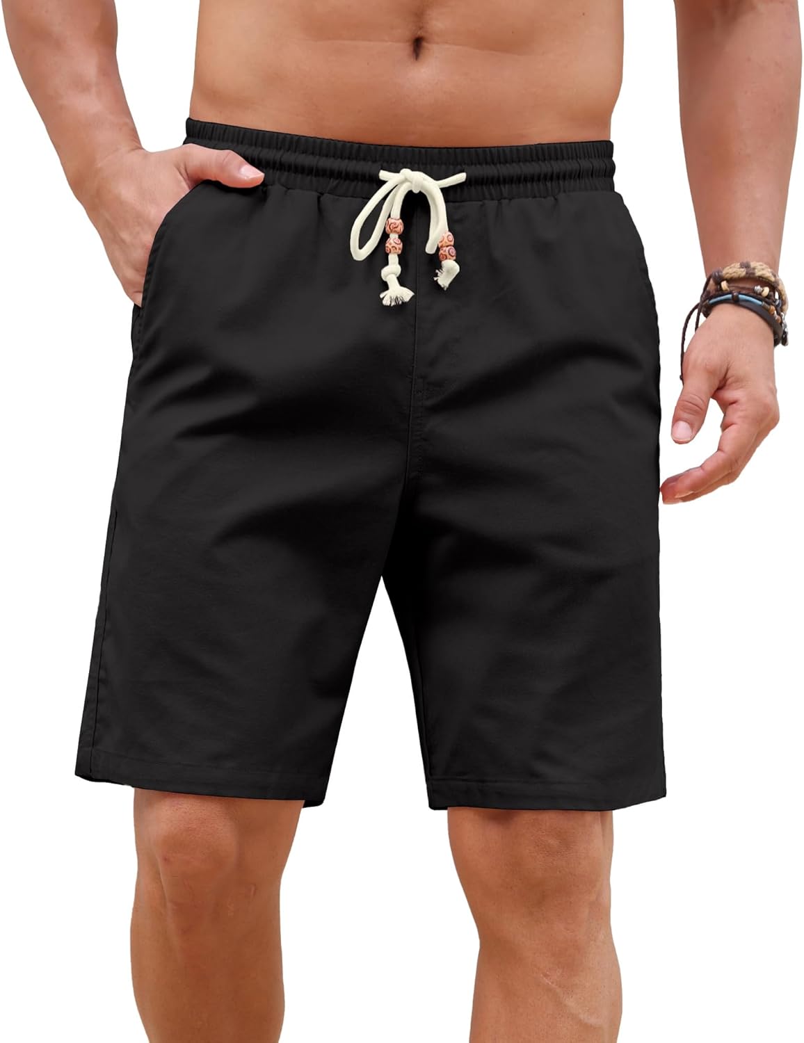 Sailwind Men’s Cotton Linen Shorts Casual Elastic Waist Drawstring Summer Beach Vacation Shorts with Pockets - Image 6