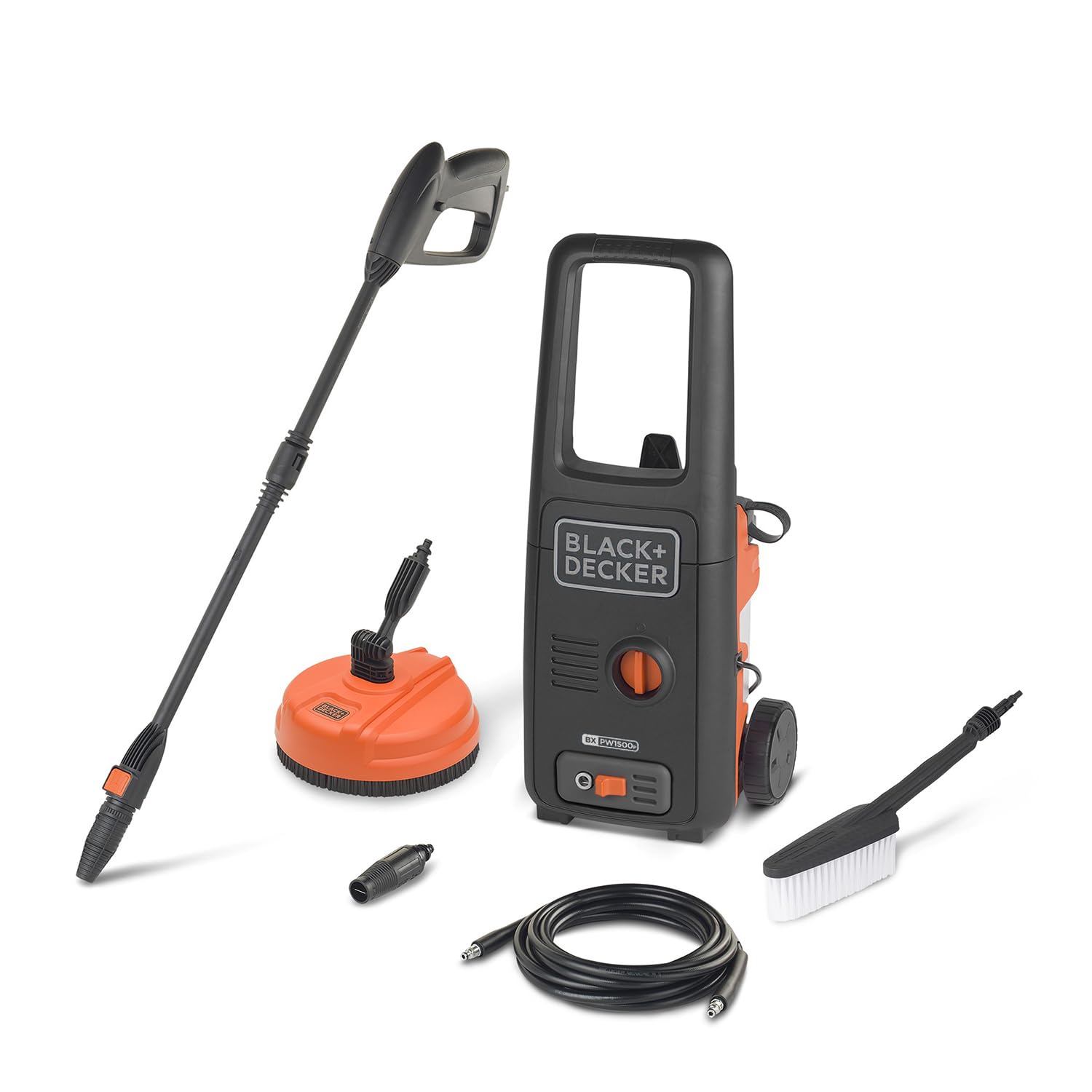 Black+Decker Hidrolimpiadora de Alta Presión BXPW1500PE con Patio Cleaner y Cepillo Fijo (1500 W, 120 Bar, 390 l/h)