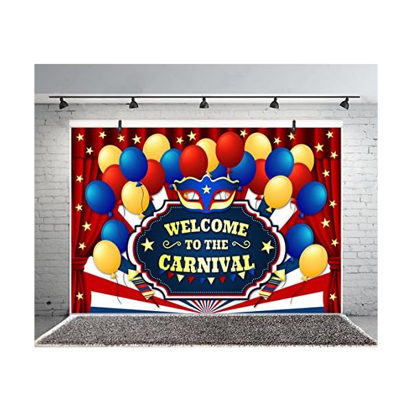 LFEEY 1,5 x 0,9 m bunte Luftballons Karneval Hintergrund für Party Roter Vorhang Zirkus Innendekoration Maskerade Maske… – Bild 5