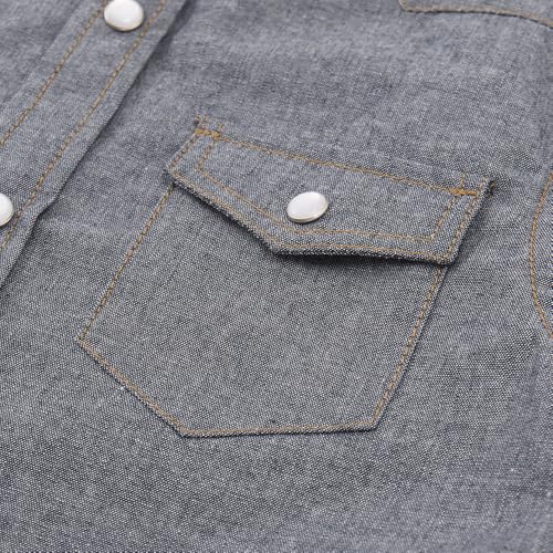 Spring&Gege Boys' Long Sleeve Chambray Shirt Western Cowboys Pearl Snap Button Down Shirts (5-14 Years)4