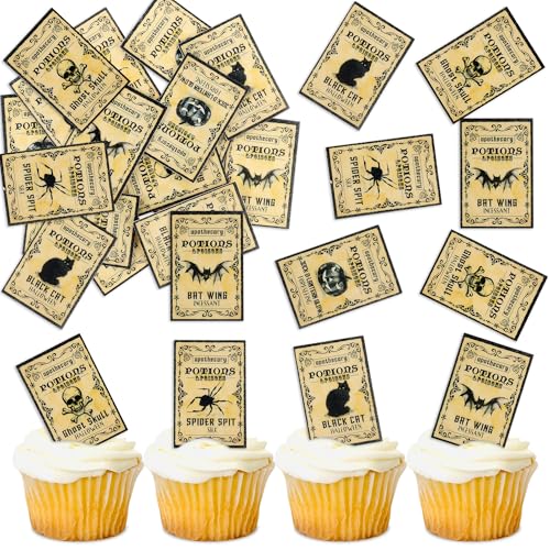 Ercadio 50Pcs Edible Halloween Cupcake Toppers Edible Happy Hallo...