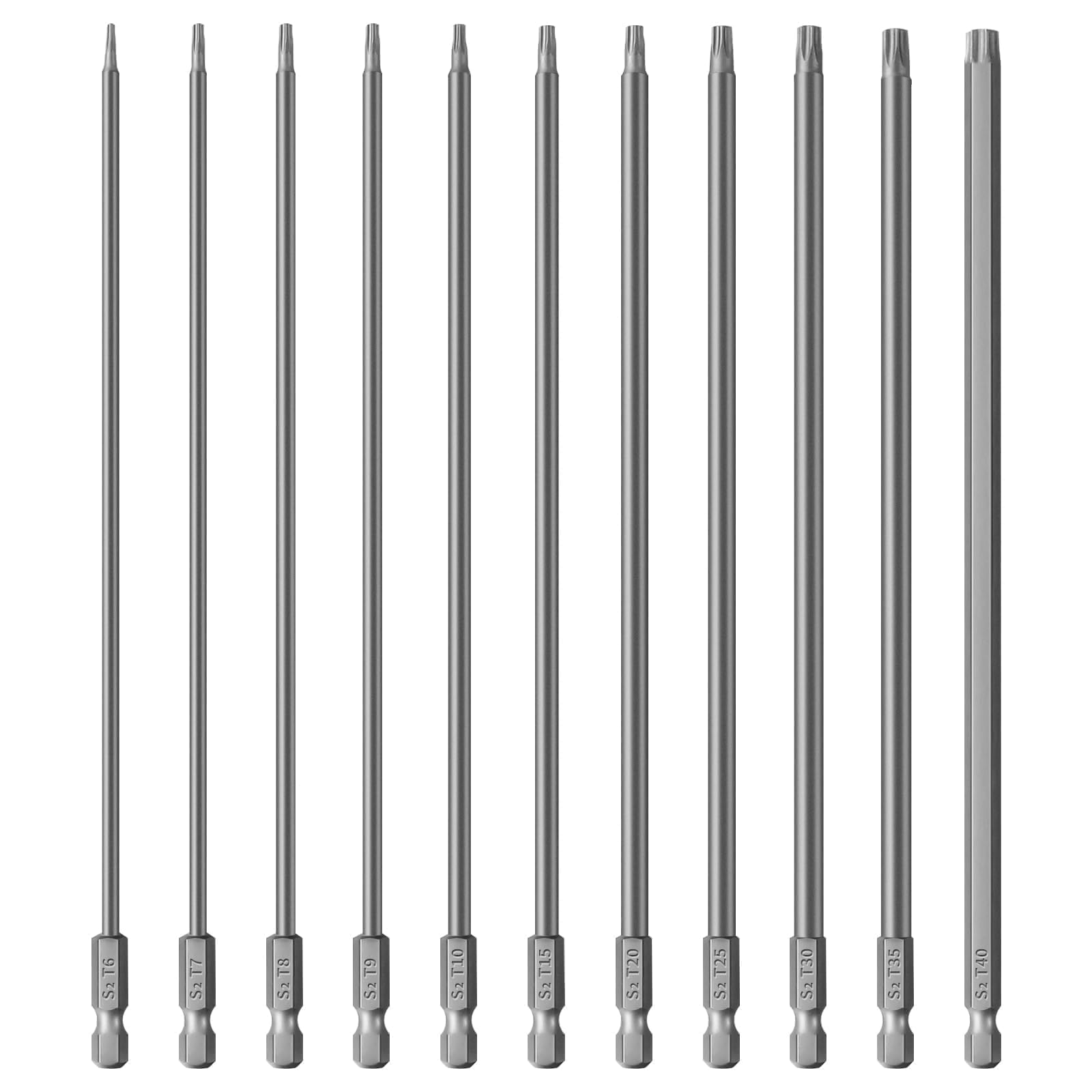Tournevis Torx à percussion avec embouts magnétiques longs 1/4"