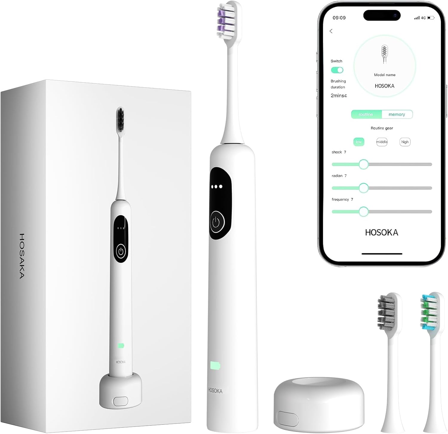 Electric Toothbrush for Adults, 60° Oscillating & Vibration Sonic Electric Toothbrush, Wave Toothbrush with Configurable App, 3 Brush Heads, Magnetic Rechargeable Travel Toothbrush, IPX7 Electric Toothbrush for Adults, 60° Oscillating & Vibration Sonic Electric Toothbrush, Wave Toothbrush with Configurable App, 3 Brush Heads, Magnetic Rechargeable Travel Toothbrush, IPX7