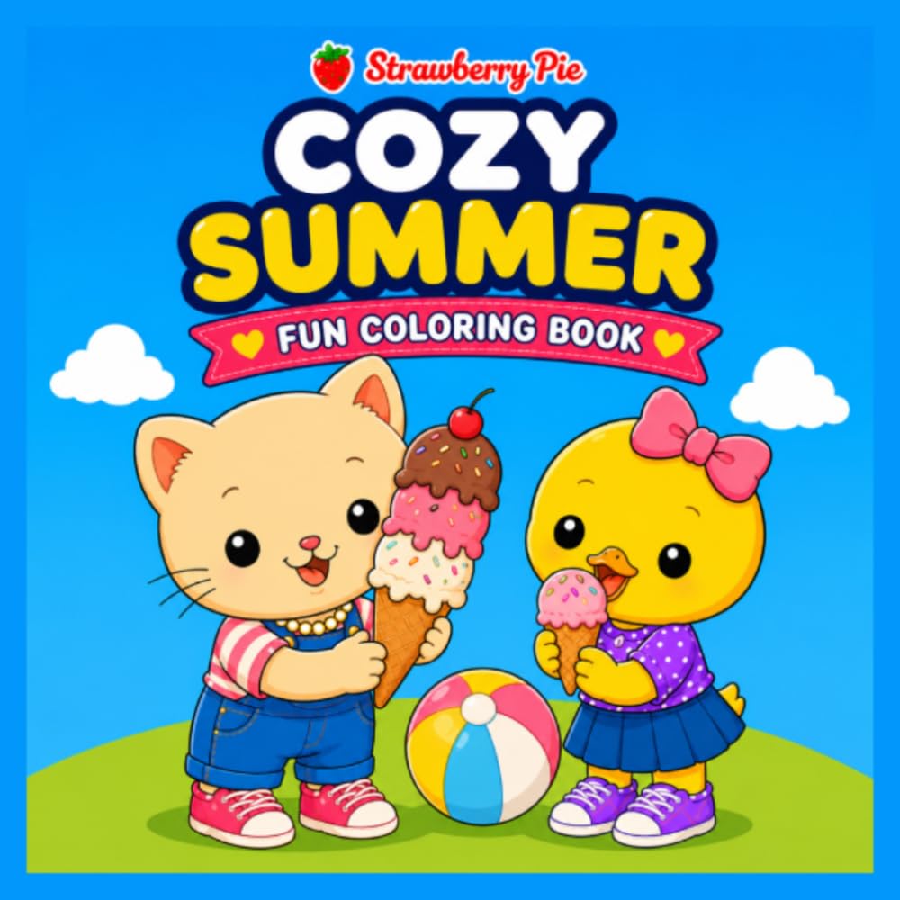 Cozy Summer: Cute and Relaxing Summer Coloring Book for Kids Ages 4–8 (Queeki & Mimi ADVENTURES)