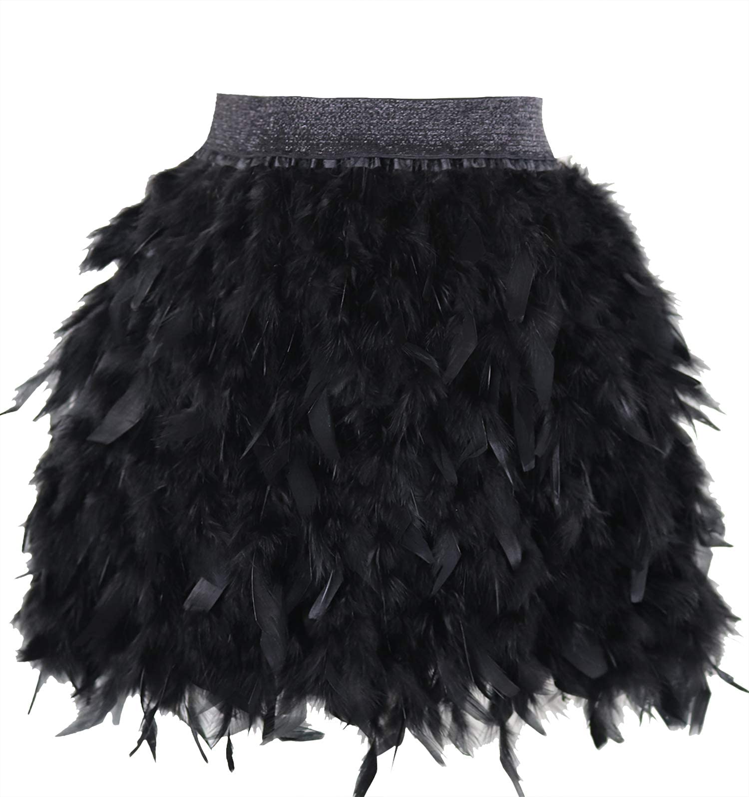 ZAKIA Women's Skirt Real Natural Feather Feather Skirt Casual