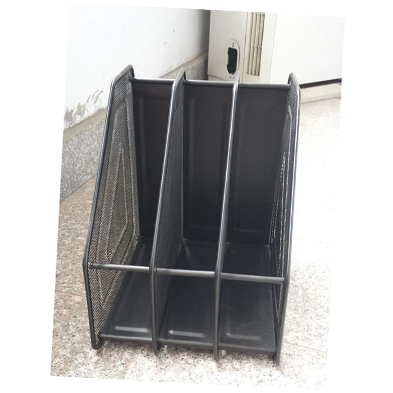Operitacx Organisateur de Documents de Bureau Noir Design Moderne en Métal 3 Compartiments pour Organiser Dossiers et Cahiers Plans de Travail