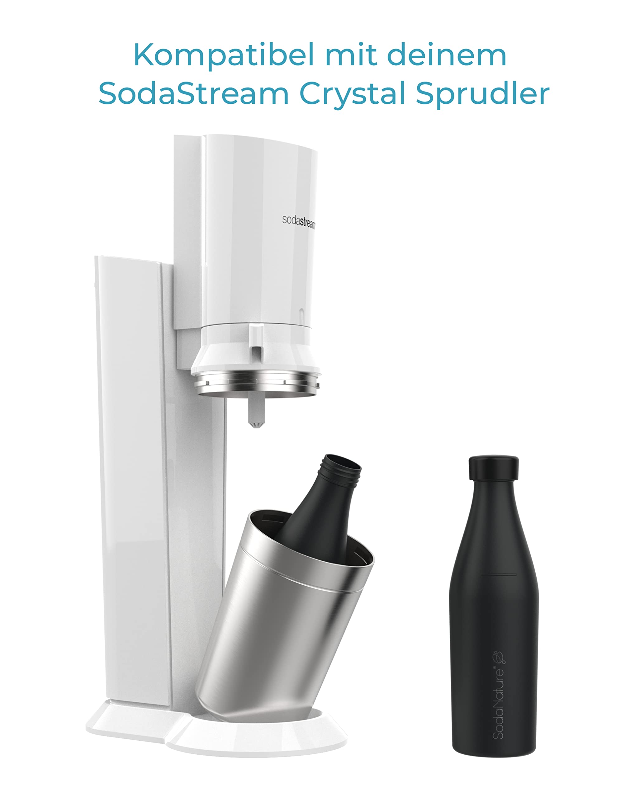 Bottiglia SodaStream 1L In Plastica Con Acciai Inox - Lavabile In Lavastoviglie, Argento - Foto 3