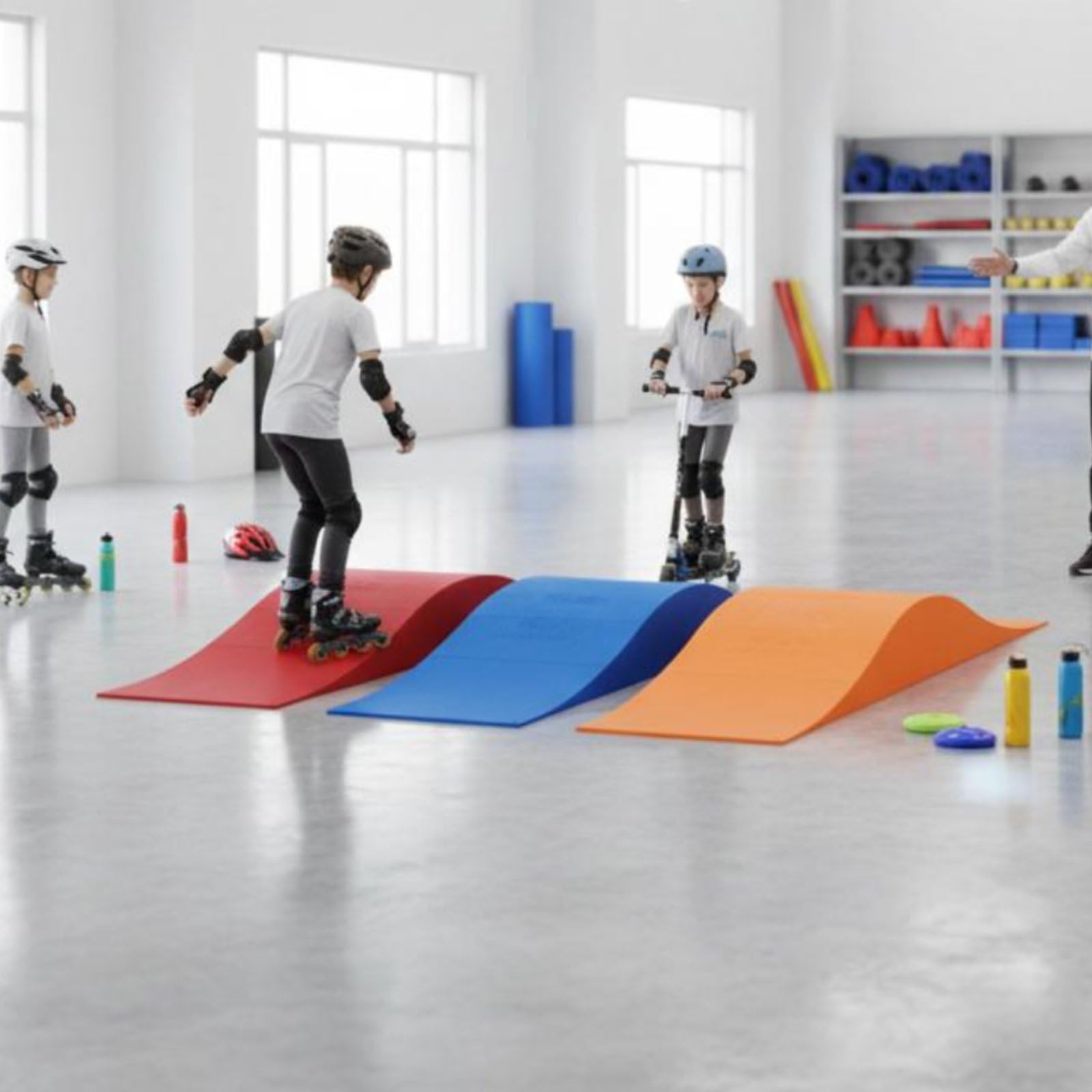 Tremplin Enfants Rampe Skateboard Vélo Patins Élément Courbe pour Précision et Confiance Surface Polie Montage sans Outil Segments Reliables Adapté