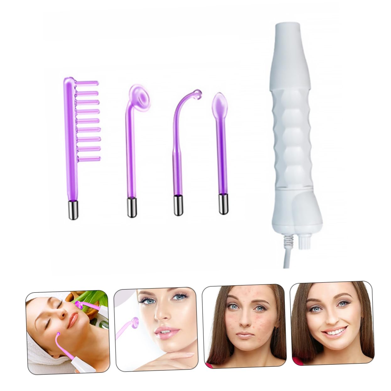 Dispositivo de Masaje Facial Eléctrico Reafirmante Cabezales de Masaje, Material Pp y Vidrio, Portátil para Cuidado y Aceleración Circulación Sanguínea