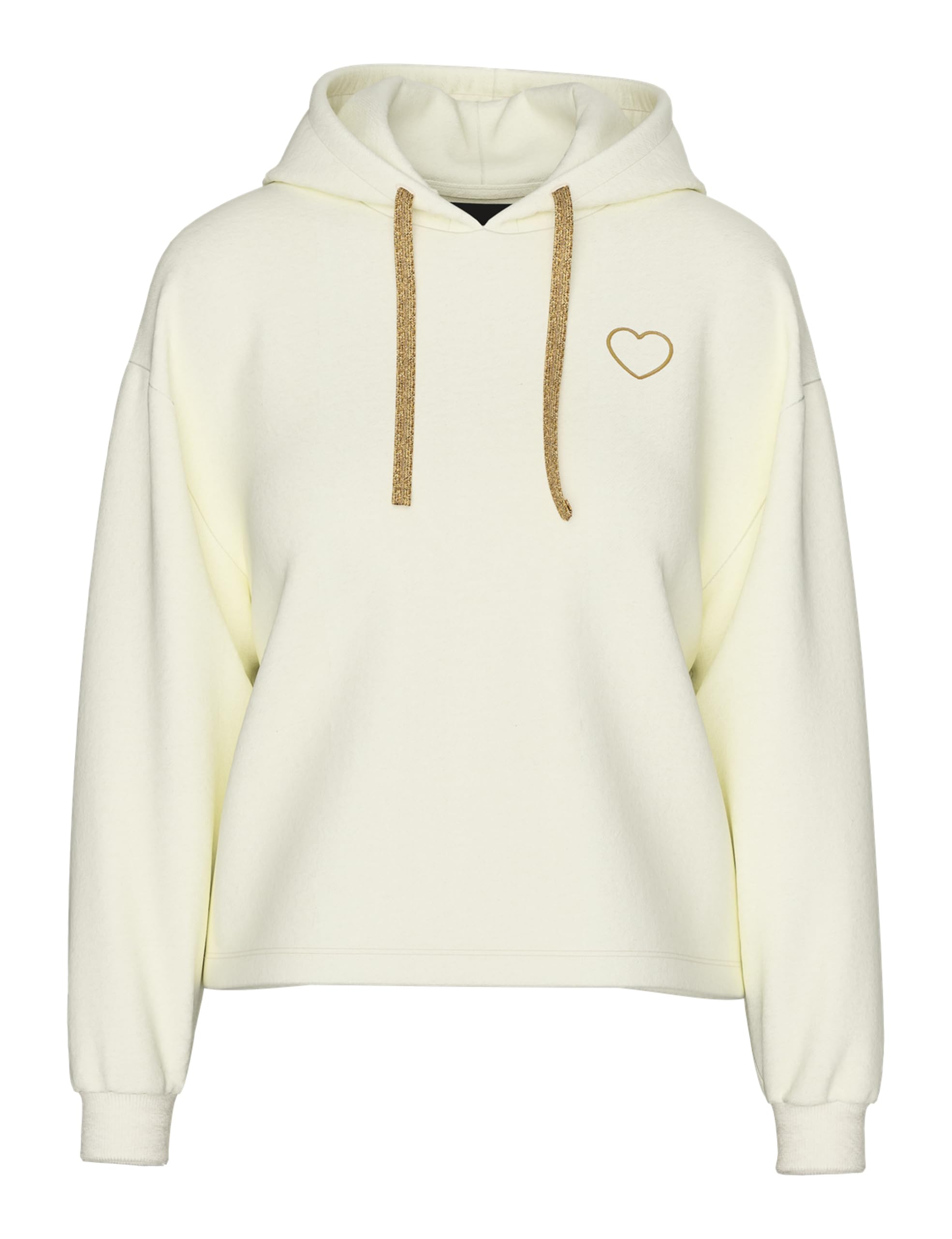 PIECES Women's Pcchilli LS Heart Hoodie Noos Bc, White Pepper, XL