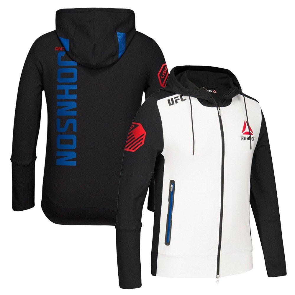 Anthony Johnson UFC Men's (Black/Chalk/Royal) 2016 Fight Night Full Zip Walkout Hoodie (Small)