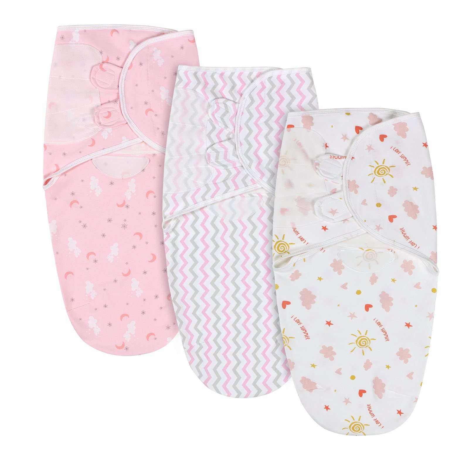 Vicloon Baby Swaddle Wrap，3pcs Newborn Swaddle Blanket Wrap, 100% Cotton Swaddles Newborn Blanket for Baby 0-3 Months（pink）