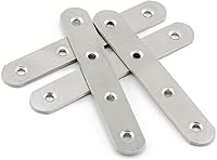 Vista 7 de Paquete de 4 placas planas de reparación para madera, soportes rectos de acero inoxidable de 5.118 in / 5 pulgadas de longitud, 4 orificios