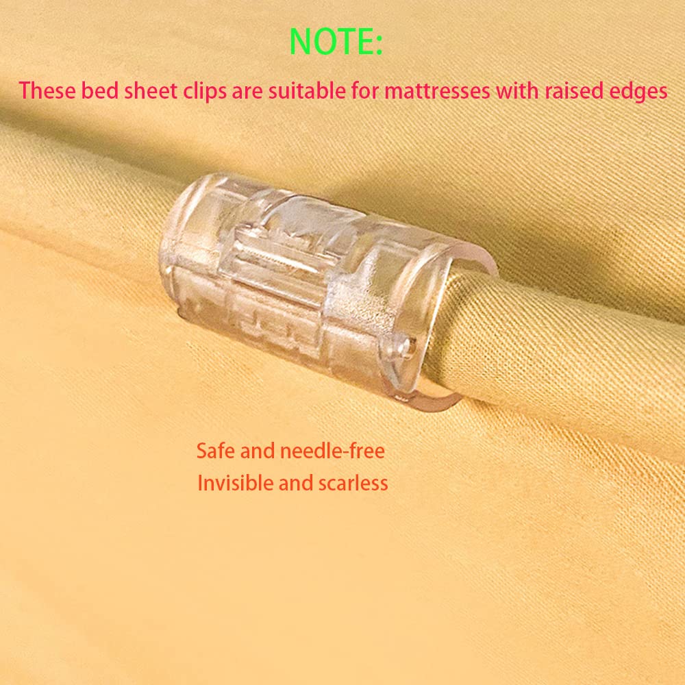 Wzttdm 20 Pcs Bed Sheet Grippers, Bed Sheet Clips, Bed Sheet Fasteners Clips, Adjustable Bedsheet Grippers Holder with Two-Speed Adjustment