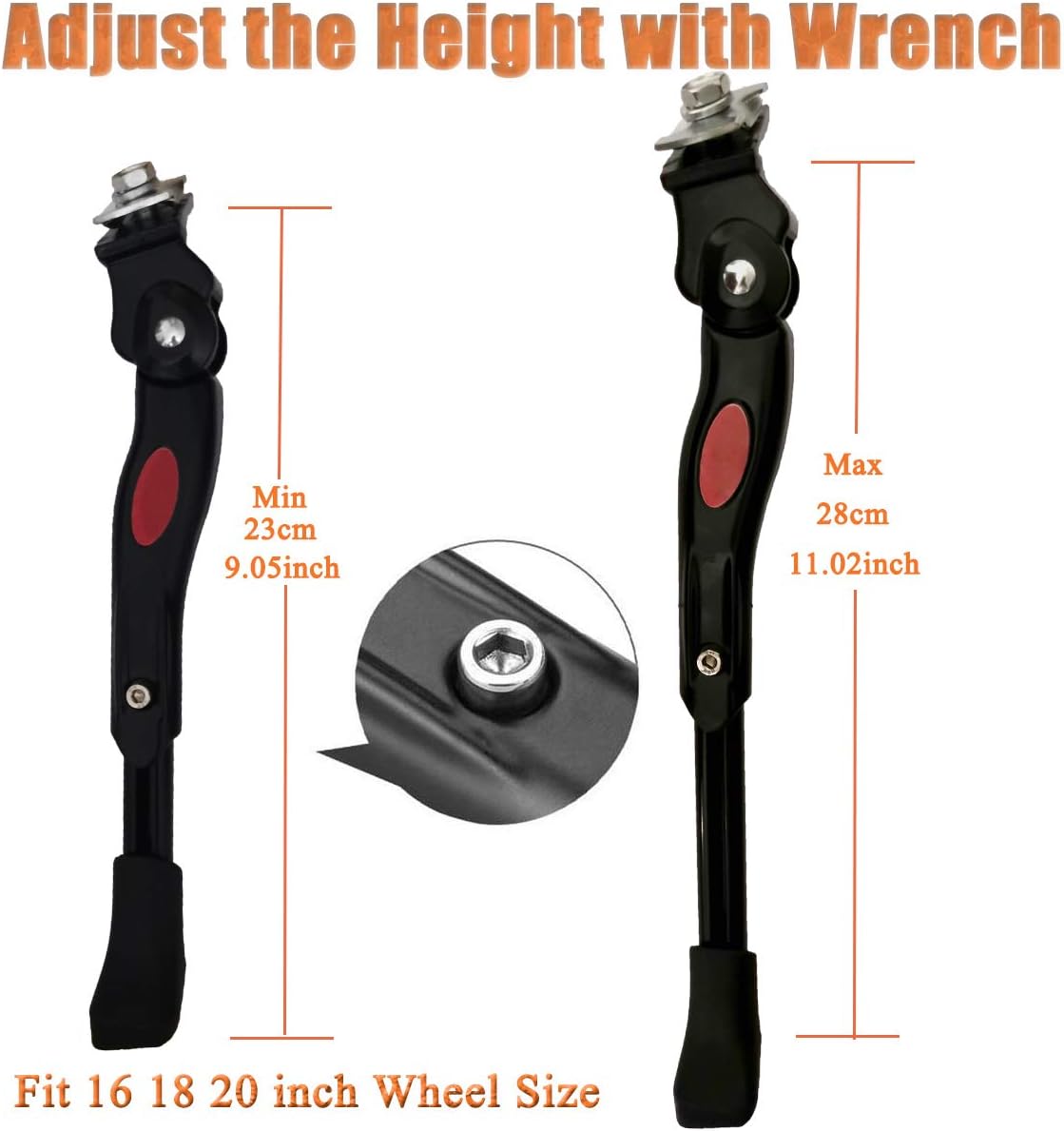 VECKUSON Kickstand for Kids Bike, Bicycle Kickstands Center Mount for 16 18 20 22 Inch Bicycles Adjustable Aluminum Alloy Kickstands for 16-18-20inch 18-20-22inch Mountain Bike