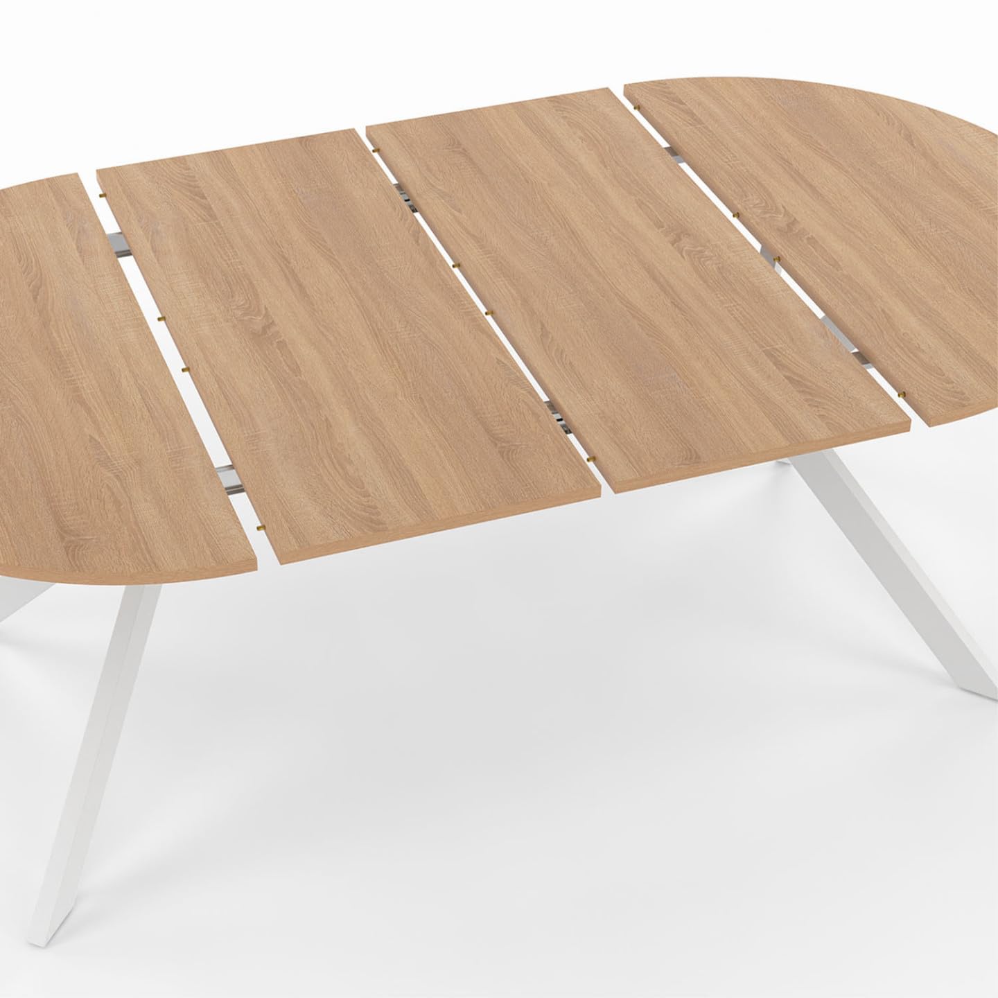 IDMarket - Mesa de comedor extensible, redonda, Alix, para 4-10 personas, base en forma de pata de araña, madera y blanco, 110 – 200 cm