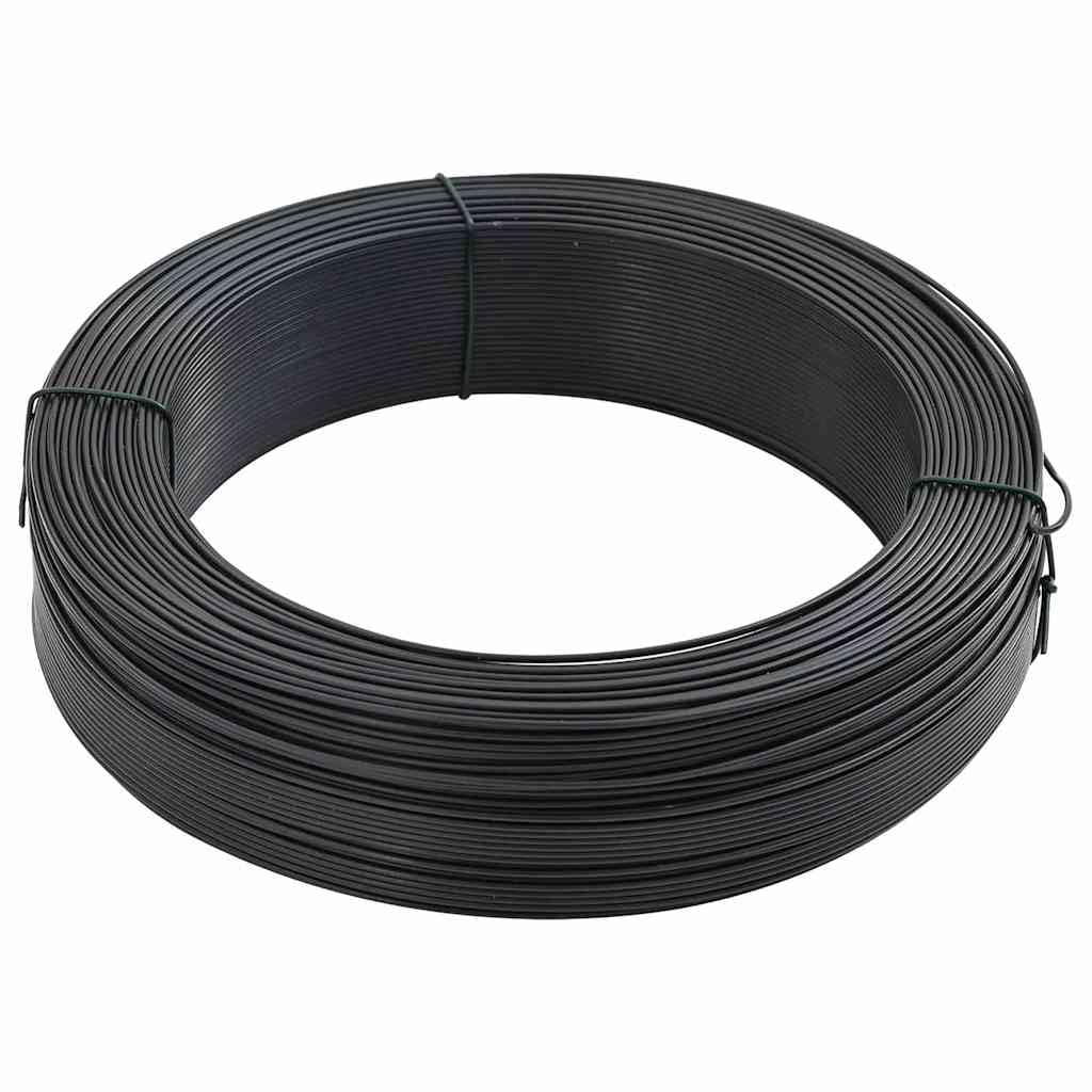 Leasha Fil de Tension, Fil de Acier Plastifié pour Clôture Jardin 250 m 2,3/3,8 mm Acier Anthracite